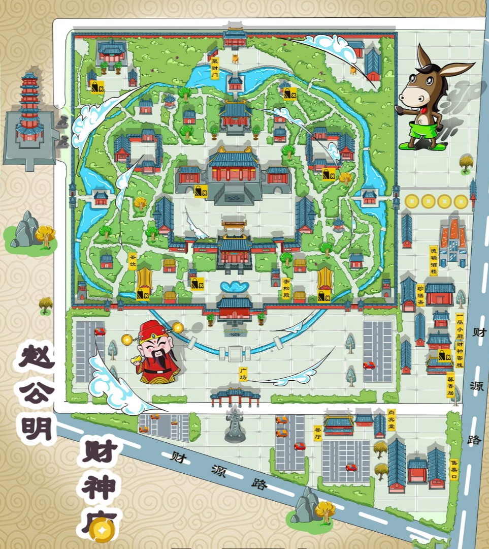 华池寺庙类手绘地图